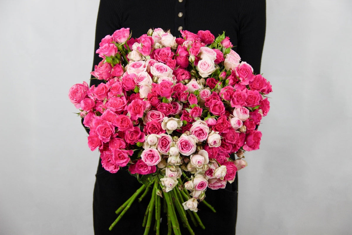 Mineski bouquet of pink and cream spray roses by Coral Flowers London