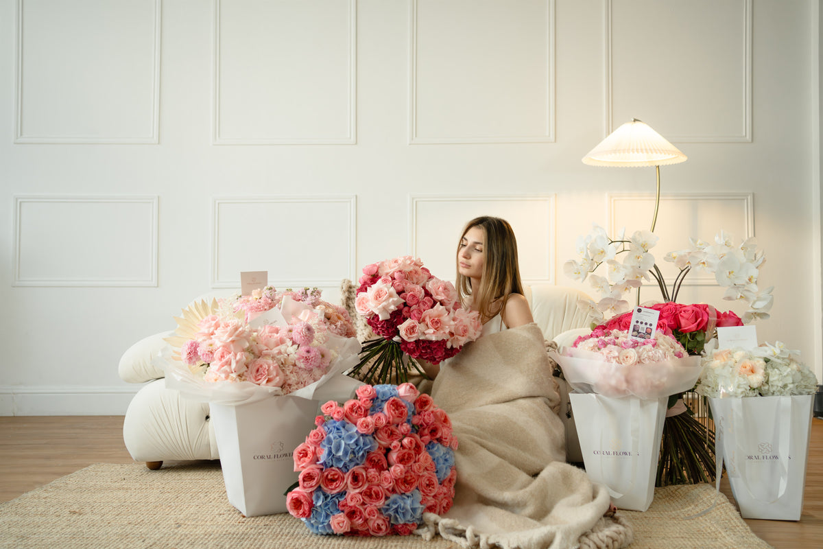 Coral Flowers studio in London: a florist surrounded by the season's bouquets